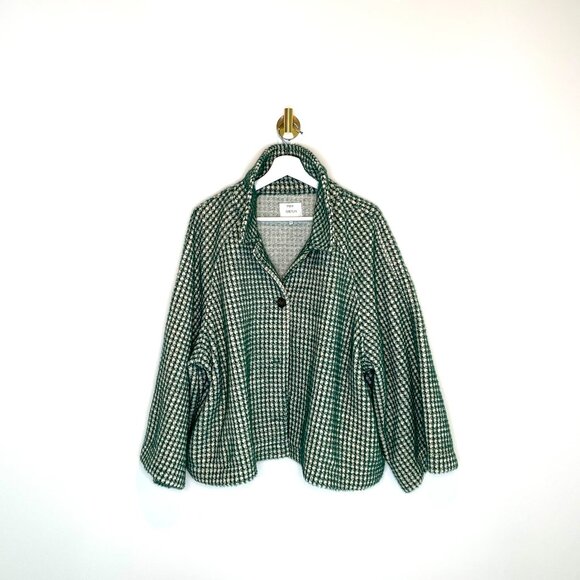 Feminine | Anthropologie Houndstooth Swing Jacket | Green and Cream by Greylin | - Picture 11 of 16